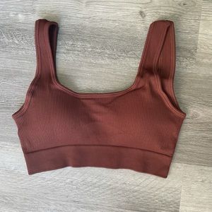 Brown evolve gym/lounge top